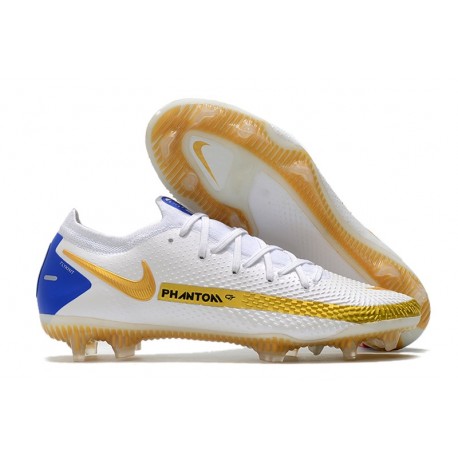 Nike Phantom GT Elite FG Cleat White Golden Blue