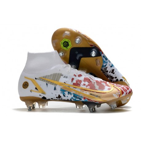 Nike Mercurial Superfly VIII Elite SG PRO Anti Clog White Gold Red