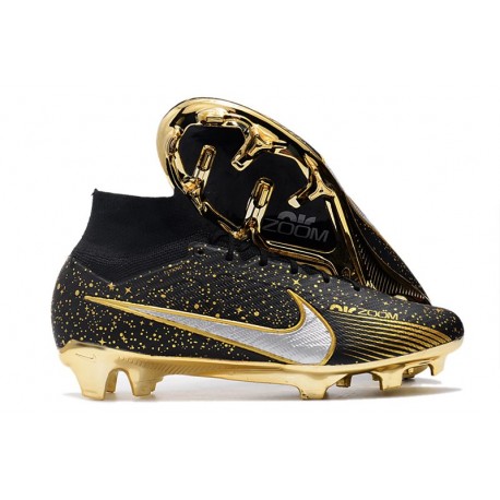 Nike Zoom Mercurial Superfly 9 Elite FG Black Gold Silver