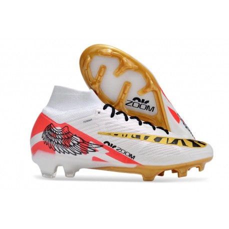 Nike Zoom Mercurial Superfly 9 Elite FG White Gold Red