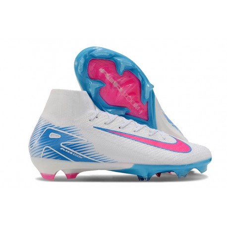 Nike Zoom Mercurial Superfly 10 Elite FG Soccer Cleats White Blue Pink