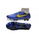 Nike High Top Magista Obra FG ACC Soccer Cleats Blue Yellow Grey