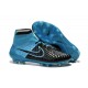 Nike High Top Magista Obra FG ACC Soccer Cleats Leather Black Blue