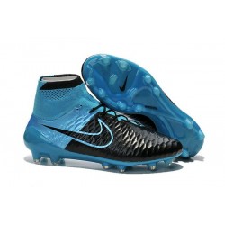 Nike High Top Magista Obra FG ACC Soccer Cleats Leather Black Blue