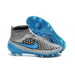 Nike High Top Magista Obra FG ACC Soccer Cleats Wolf Grey Turquoise Blue