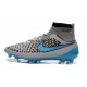 Nike High Top Magista Obra FG ACC Soccer Cleats Wolf Grey Turquoise Blue