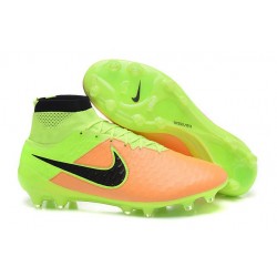 Nike High Top Magista Obra FG ACC Soccer Cleats Leather Yellow Black