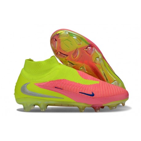 Nike Phantom 6 Elite High FG Shoes Pink Yellow
