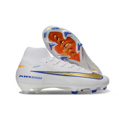 Nike Air Zoom Mercurial Superfly X Elite FG White Blue Gold