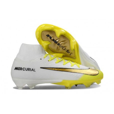 New Nike Mercurial Superfly 10 Elite FG Shoes White Gold Yellow