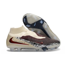 Nike Phantom 6 Elite High FG Soccer Cleats Burgundy Crush Univ Red Fossil