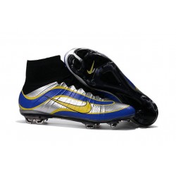 Top New Nike Mercurial Superfly Heritage Soccer Boots Silver Blue Yellow