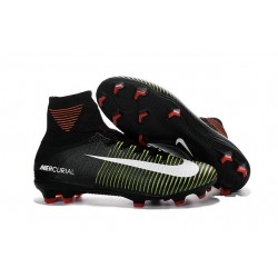 New High-Top Nike Mercurial Superfly V FG Boots Black White Purple