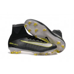 New High-Top Nike Mercurial Superfly V CR7 FG Boots Black White Yellow