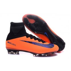 New High-Top Nike Mercurial Superfly V FG Boots Orange Purple