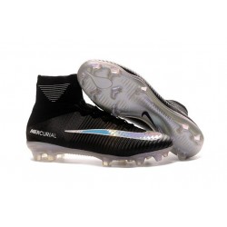 New High-Top Nike Mercurial Superfly V FG Boots Black Silver