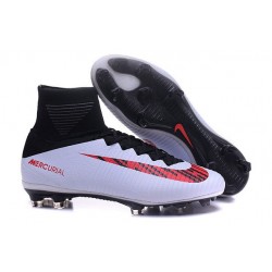 New High-Top Nike Mercurial Superfly V FG Boots White Red