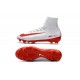 Nike Mercurial Superfly V FG Firm Ground Soccer Shoes White Red