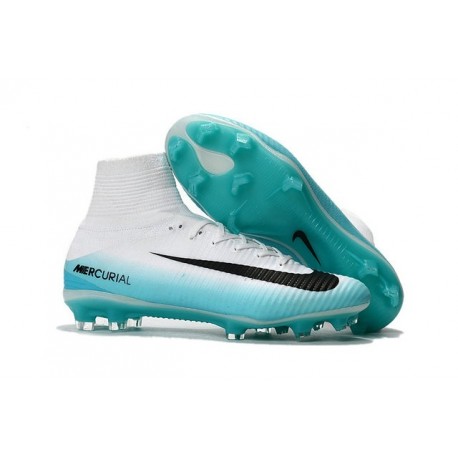 Nike Mercurial Superfly V Fg Top Soccer Shoes White Blue Black