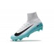 Nike Mercurial Superfly V FG Top Soccer Shoes White Blue Black