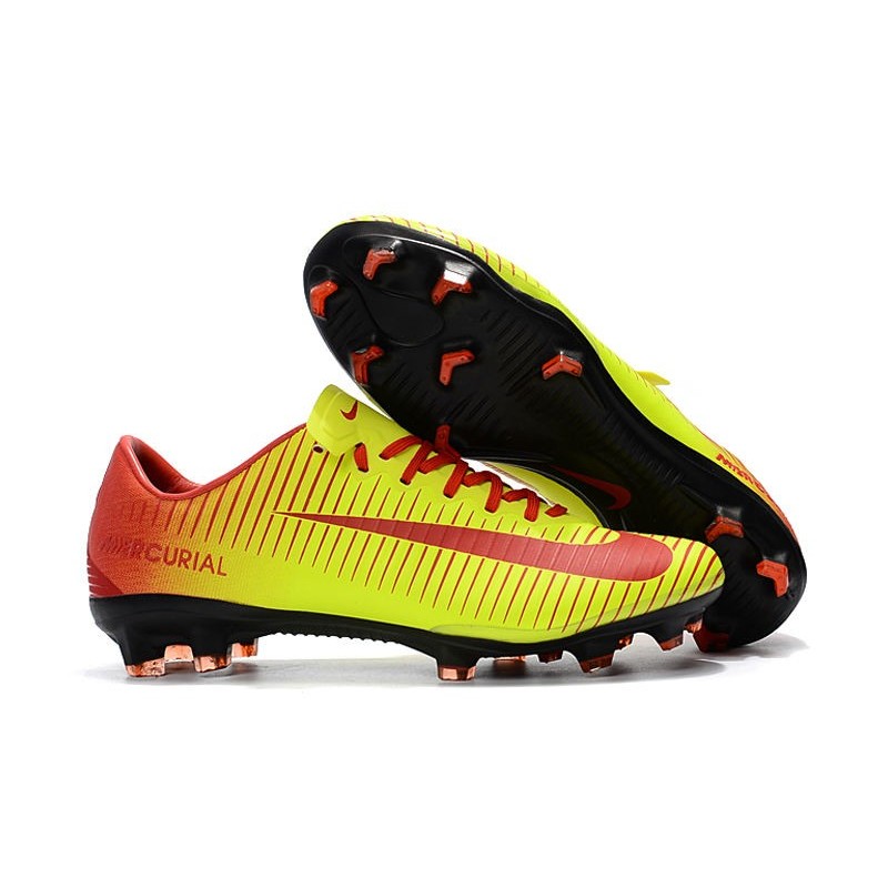 Nike Mercurial Vapor 11 FG Men Football Cleats Yellow Red