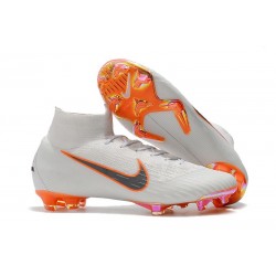 Nike Mercurial Superfly 6 Elite FG Soccer Cleats White Gray Orange