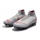 Nike Mercurial Superfly 6 Elite SG Anti-Clog Cleats Gray Red