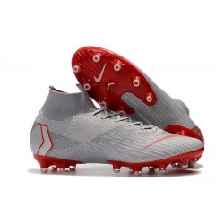 Nike Mercurial Superfly 6 Elite AG-Pro Soccer Cleats Grey Red