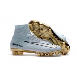 Top 2016 Nike Mercurial Superfly FG Soccer Shoes White Gold